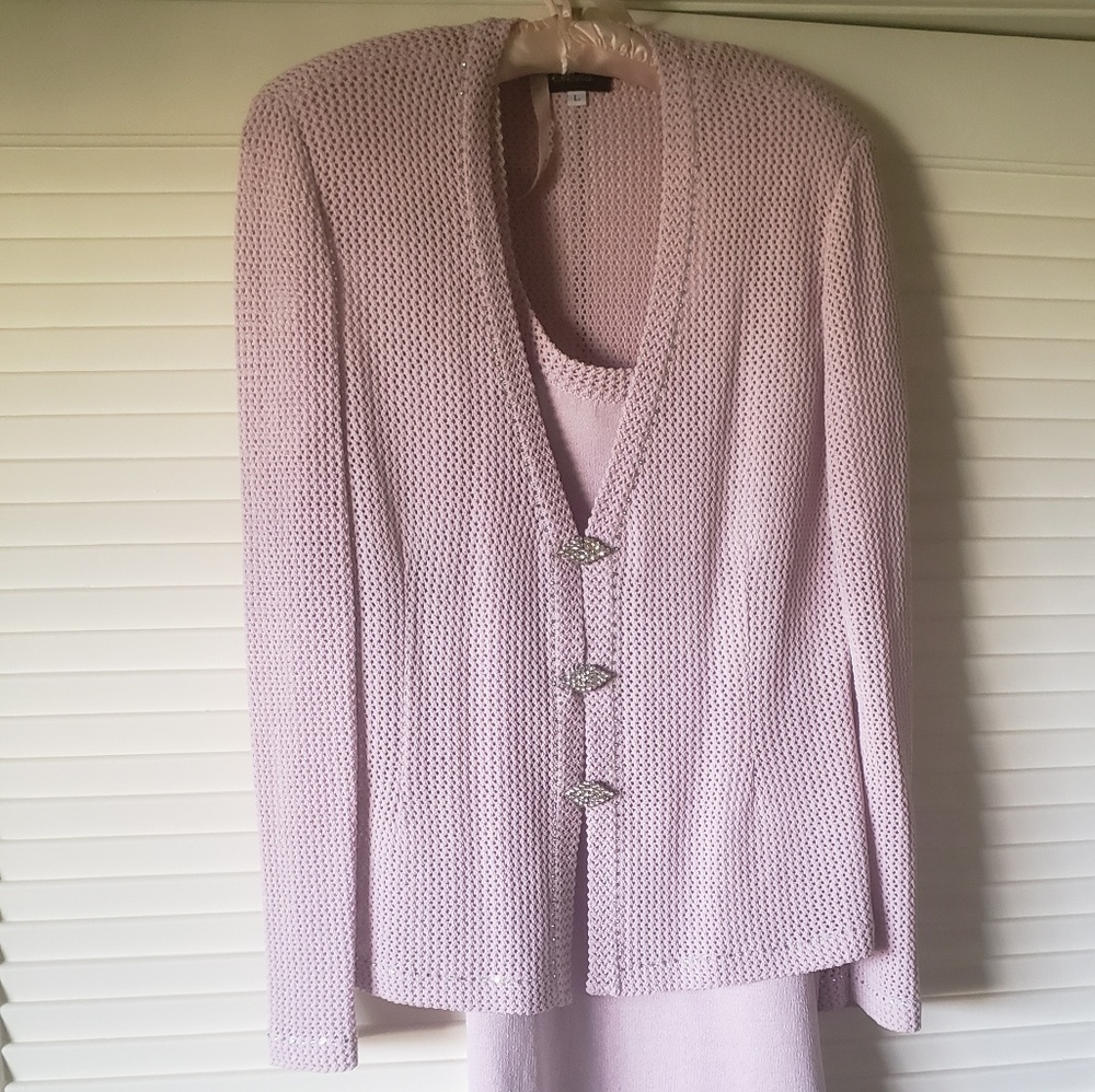 Pink knit dress with jacket